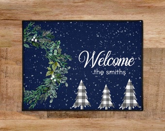 Christmas Door Mat Outdoor, Custom Welcome Mats, Personalized Door Mat, Entry Rug, Farmhouse Decor, Housewarming Gift