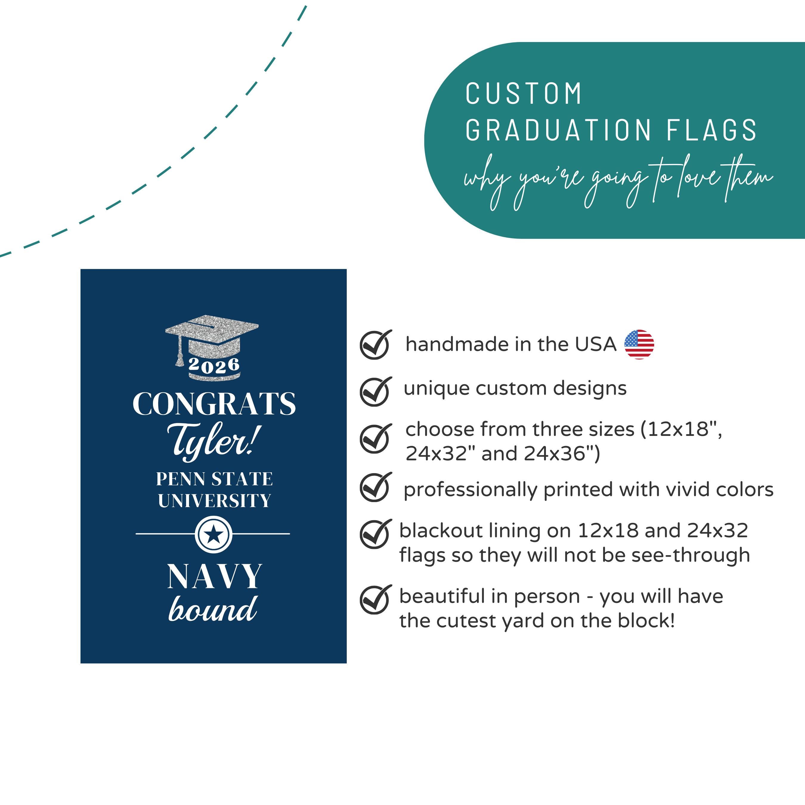 Navy Grad Sign Navy Bound, Graduation Yard Sign, Personalized Garden Flag, Military ...