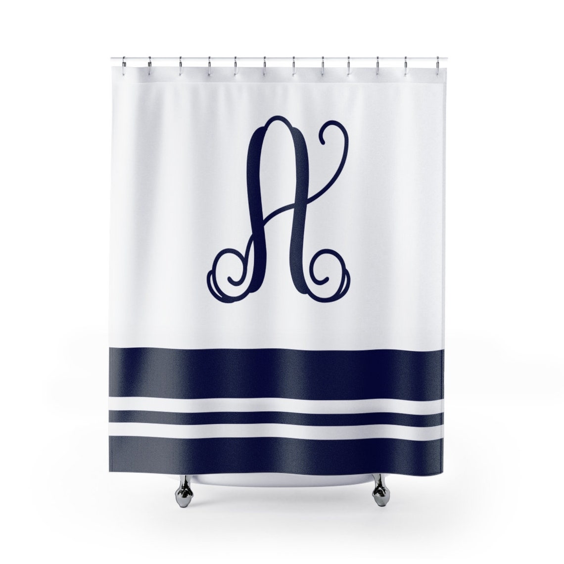 Custom Shower Curtains Bathroom Decor Monogram Initial Etsy
