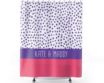 Custom Shower Curtain, Kids Bathroom Decor, Fun Polka Dots, Cute Colorful, New Home Gift - Custom Colors