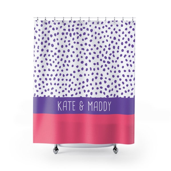 Custom Shower Curtain, Kids Bathroom Decor, Fun Polka Dots, Cute Colorful, New Home Gift - Custom Colors