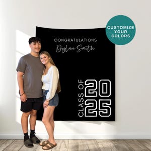Class of 2025 Graduation Banner, Custom Backdrop, Grad Party Decor, Graduation Backdrop, High School Graduation Sign - Custom Colors