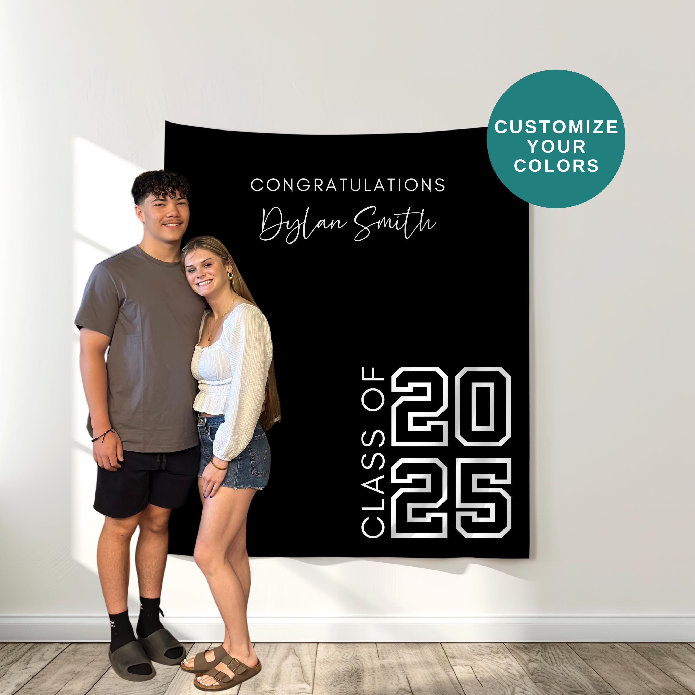 Class of 2025 Graduation Banner, Custom Backdrop, Grad Party Decor, Graduation Backdrop, High School Graduation Sign - Custom Colors