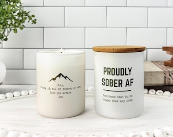 Sobriety Candle, Funny Sober Gift, Sobriety Anniversary, Addiction Recovery Gift, 1 Year Sober, Sober AF Candle, Clean Living