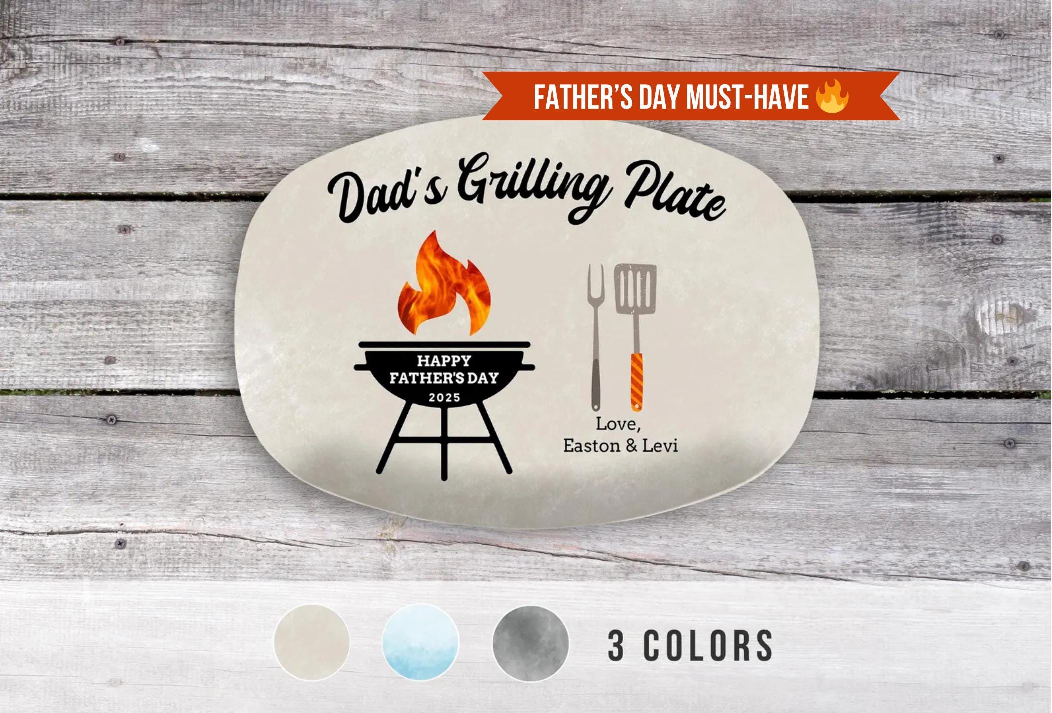 Personalized Grilling Plate, Fathers Day Gift from Kids, Grill Gifts, BBQ Custom Platter, Daddy's Grilling Plate
