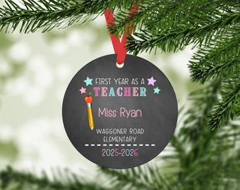 First Year Teacher, Personalized Ornament, Custom New Teacher Ornament, New Teacher Gifts, First Year Teaching