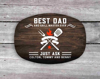 Daddy's Grilling Plate, Papa Gifts, Personalized Platter, Dad Gift from Kids, Barbecue Serving Tray, Grill Accessories, Gifts for Grandpa