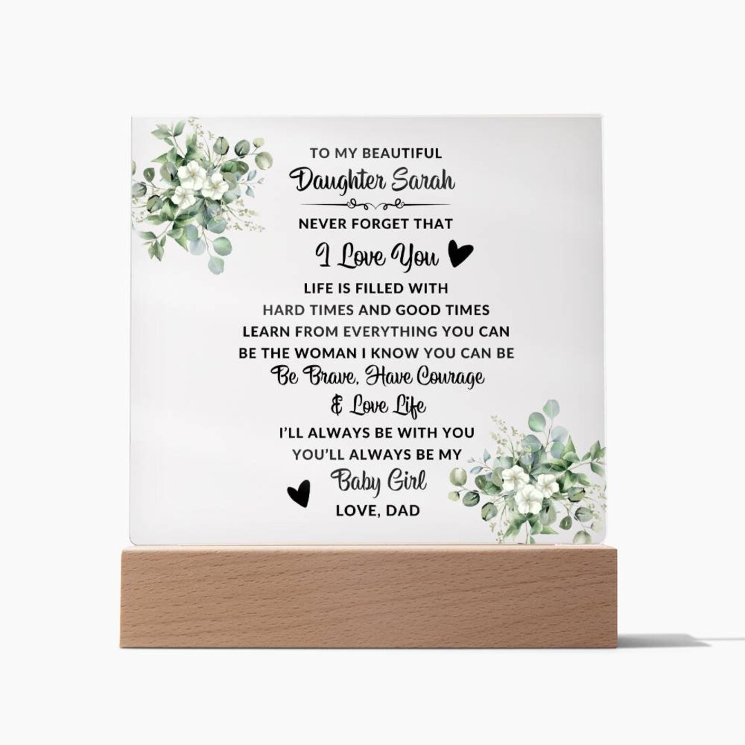 To My Daughter, Personalized Acrylic Plaque, Daughter Gifts From Dad, Custom Night Light - Etsy