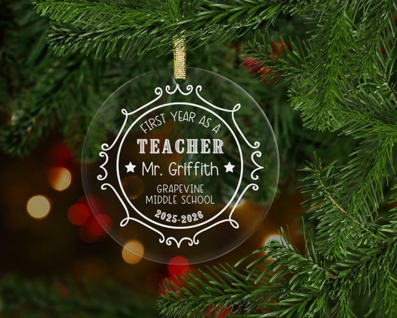 First Year Teacher, Personalized Ornament, Custom New Teacher Ornament, New Teacher Gifts, First Year Teaching
