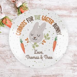 Easter Plate, Custom Name Plate, Carrots for the Easter Bunny, Personalized Bunny Plate, Kids Easter Gift