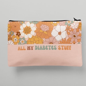 All My Diabetes Stuff Bag, Kids Diabetic Travel Pouch, Gift For Diabetic, Juvenile Diabetes, Groovy Flowers
