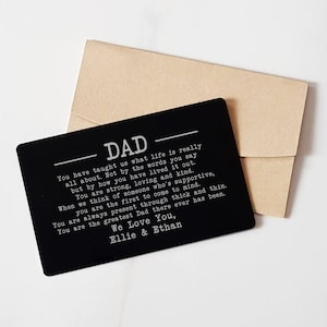 Tarjeta de billetera grabada personalizada, regalo personalizado para el Día del Padre, tarjeta de billetera de metal, regalo para papá de los niños - Mensaje personalizado