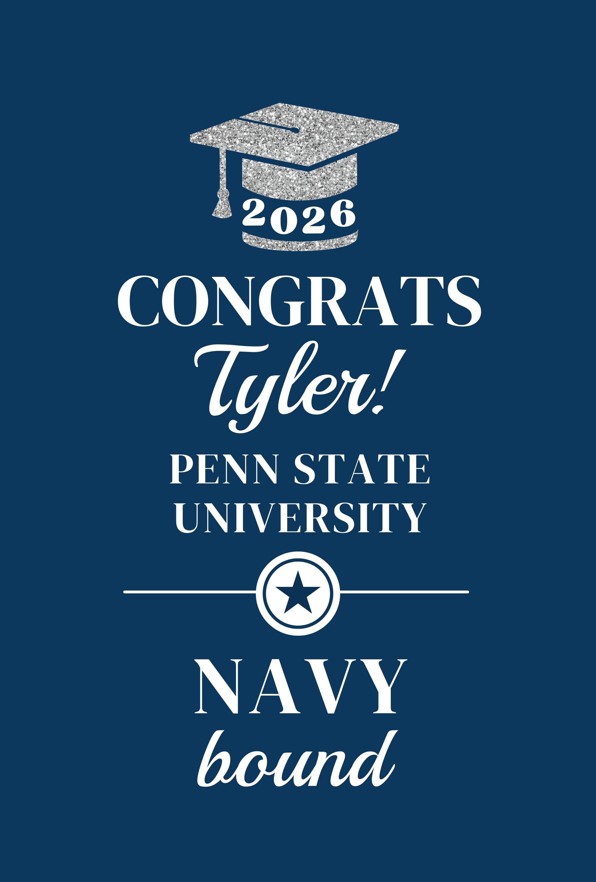 Navy Grad Sign Navy Bound, Graduation Yard Sign, Personalized Garden Flag, Military ...
