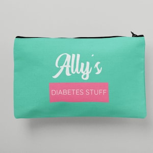 Personalized Diabetes Stuff Bag, Diabetic Travel Pouch, Gift for Diabetic, Juvenile Diabetes - Custom Colors