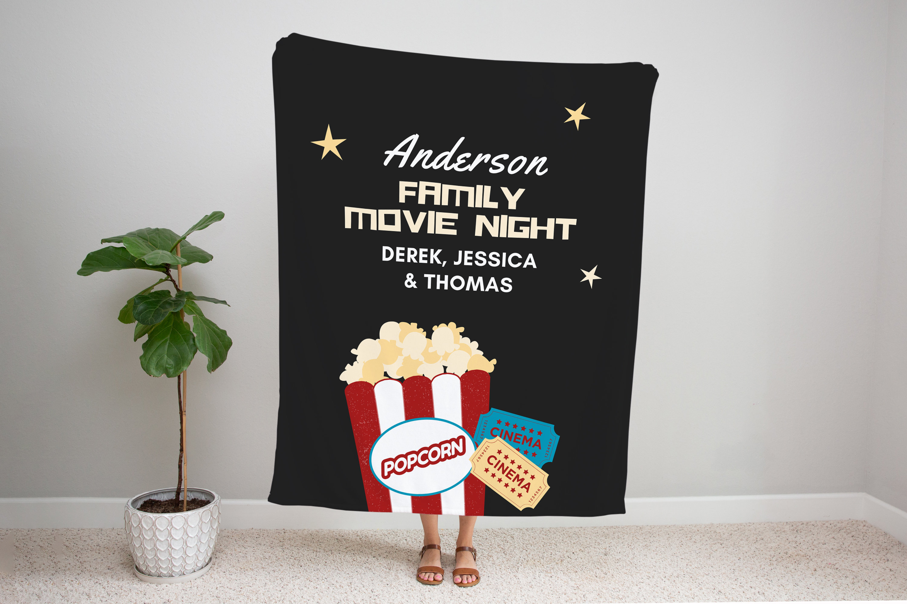 Family Gift Movie Night Blanket Personalized Family Throw Etsy