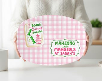 Mahjong Game Night, Personalized Platter, Mahjong Tiles, Mahjong Social Club, Mahj girls Party Decor, Mahjong Dessert Plate