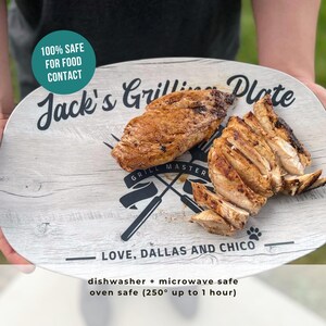 Papa Personalized Grilling Plate, Grandpa Gift from Grandkids, Custom Name Platter, Grill Gifts, Daddy's Grilling Plate, Grill Accessories image 2