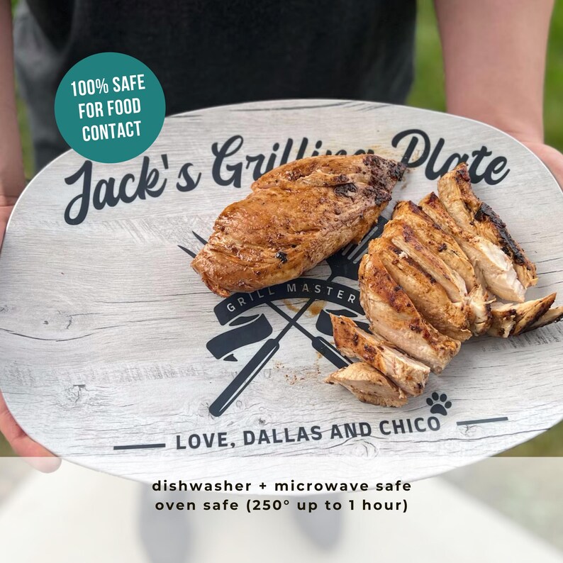 Papa Personalized Grilling Plate, Grandpa Gift from Grandkids, Custom Name Platter, Grill Gifts, Daddy's Grilling Plate, Grill Accessories image 2