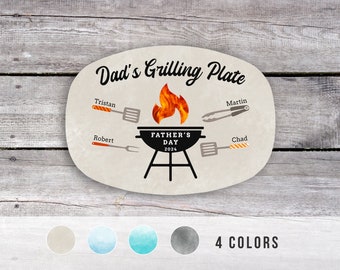 Fathers Day Gifts from Kids, Personalized Grilling Plate, Grill Gifts, BBQ Custom Platter, Dads Grilling Plate