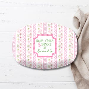 Mahjong Personalized Platter, Game Night, Mahjong Gifts, Mahj Girls Party Decor, Mahjong Dessert Plate Classic Pink Mahjong