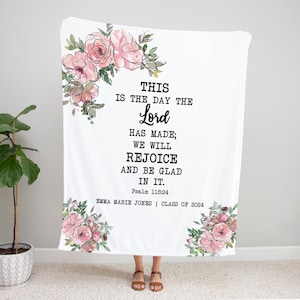 Personalized Graduation Blanket, Christian Gifts for Women, College Graduate, Custom Name Blanket, Daughter Graduation Gift