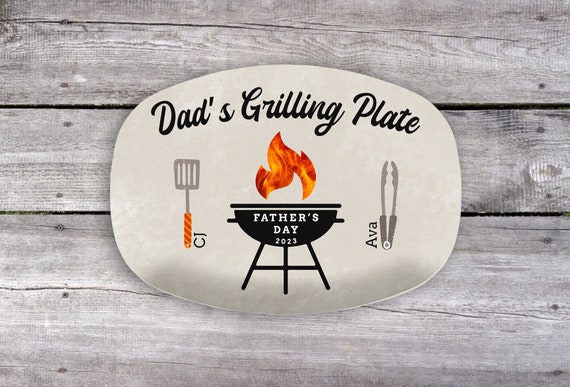 BBQ Gifts, Personalized Grilling Plate, Grill Gifts, Dad Gift From Kids,  Custom Platter, Gift for Grandpa 