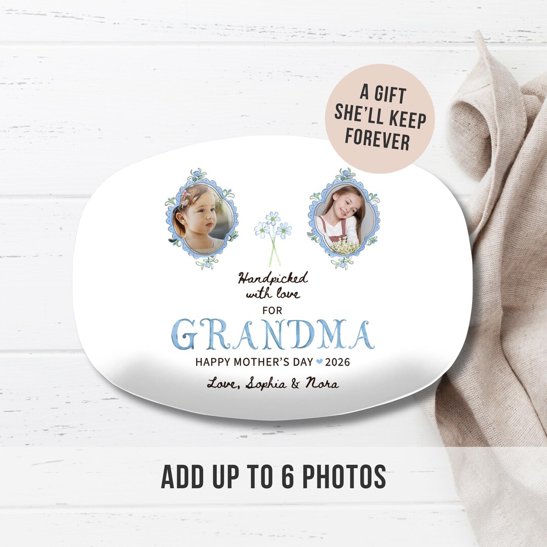 Personalized Grandma Photo Platter, Custom Mothers Day Gift for Grandma ...