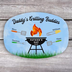 BBQ Gifts, Personalized Grilling Plate, Grill Gifts, Dad Gift from Kids, Custom Serving Platter