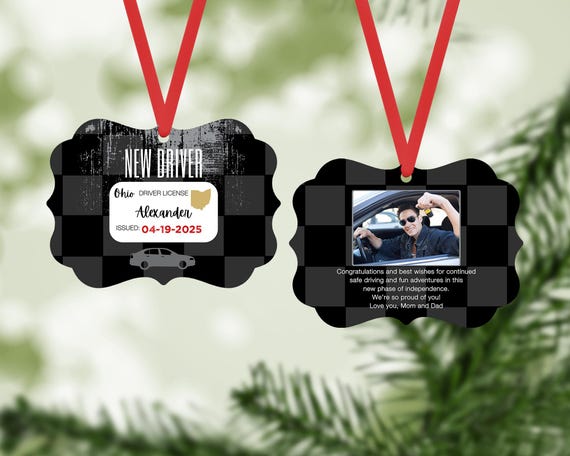 New Driver Ornament, Personalized Christmas Ornament, First Car, Teenage Driver, Sweet Sixteen - Custom Colors