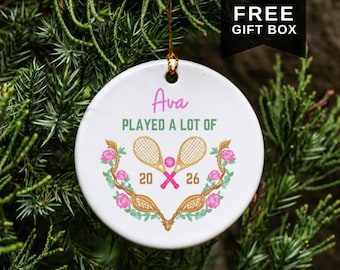 Personalized Tennis Ornament, Tennis Player Gift, Custom Name Ornament, Tennis Coach Gift, Tennis Christmas, Sports Ornament, Racket Gift