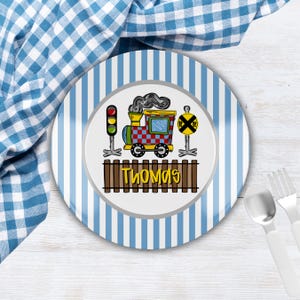 Train Custom Name Plate, Birthday Plate for Boys, Personalized Plate, Boys First Birthday, Kids Cake Plate, Train Gifts, Unbreakable Dishes