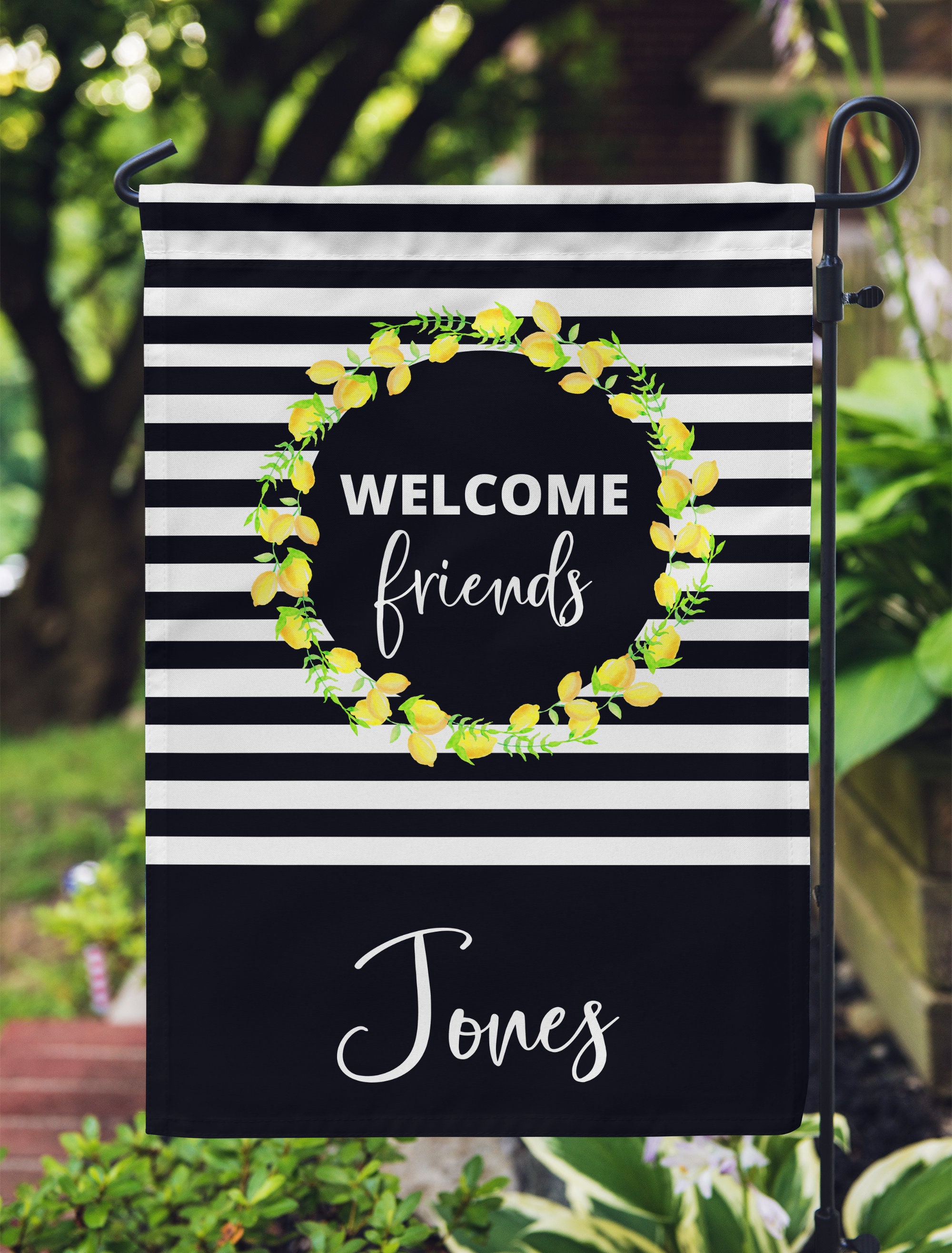 Lemon Wreath Personalized House Flag Garden Flag New Home | Etsy