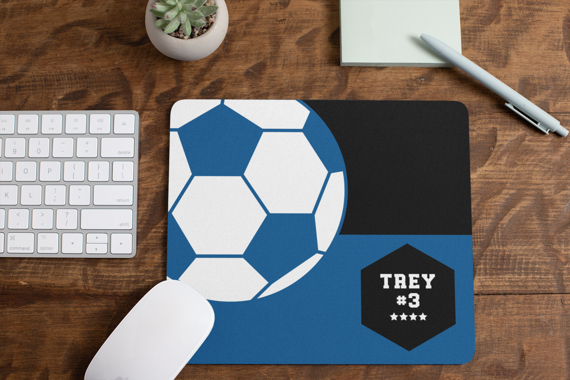 Soccer Mouse Pad, Personalized Kids Desk Mat, Teen Boy Gifts, Coach Gift - Custom Colors