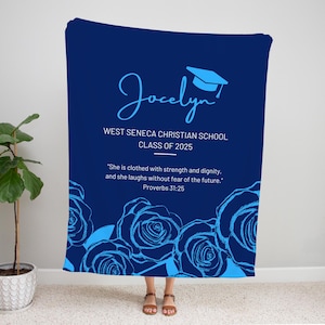 College Graduation Gifts, Personalized Throw Blanket, Graduation Gift for Her, Christian Gifts for Women Class of 2025 - Custom Colors