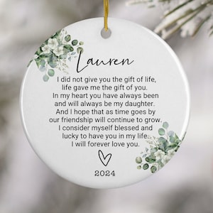 To My Bonus Daughter, Personalized Ceramic Ornament, Step Daughter Gift, Blended Family, Gift from Stepmom