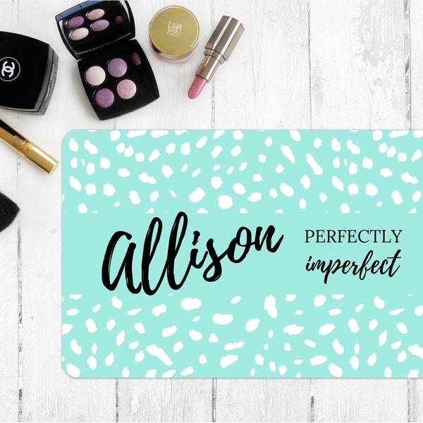 Personalized Makeup Vanity Mat, Teen Girl Bedroom Decor, Dorm Room, Daughter Present - Custom Colors