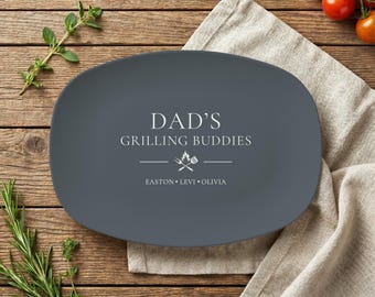 Personalized Grilling Plate, Fathers Day Gift from Kids, BBQ Grill Gifts, Custom Grilling Tray, Daddy's Grilling Plate