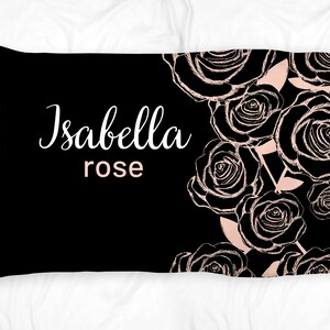 Teen Girl Gift, Personalized Name Pillow Case, Roses Pillow - Custom Colors
