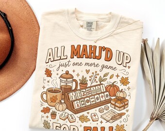 Mahjong Fall Comfort Colors® Shirt Autumn Mahjong Tee Retro Game Night Shirt Cozy Mahjong Lover Gift Thanksgiving Mahjong Shirt for Women