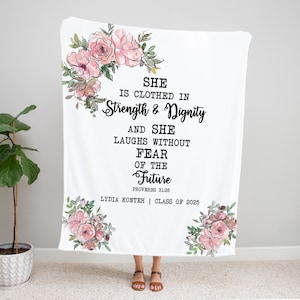 Graduation Gift for Her, Personalized Graduation Blanket, Christian Gifts for Women, Class of 2025, Daughter Graduation Gift