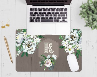 Large Mouse Pad, Personalized Desk Mat, Rustic Floral, Home Office Decor, Classroom, Teacher Gift - Custom Colors