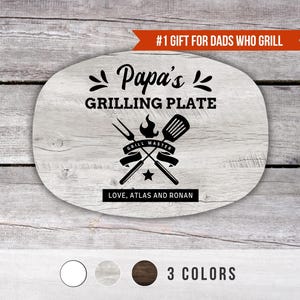 Papa Personalized Grilling Plate, Grandpa Gift from Grandkids, Custom Name Platter, Grill Gifts, Daddy&#39;s Grilling Plate, Grill Accessories