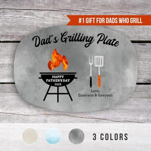 Personalized Grilling Plate, Fathers Day Gift from Kids, Grill Gifts, BBQ Custom Platter, Daddy&#39;s Grilling Plate