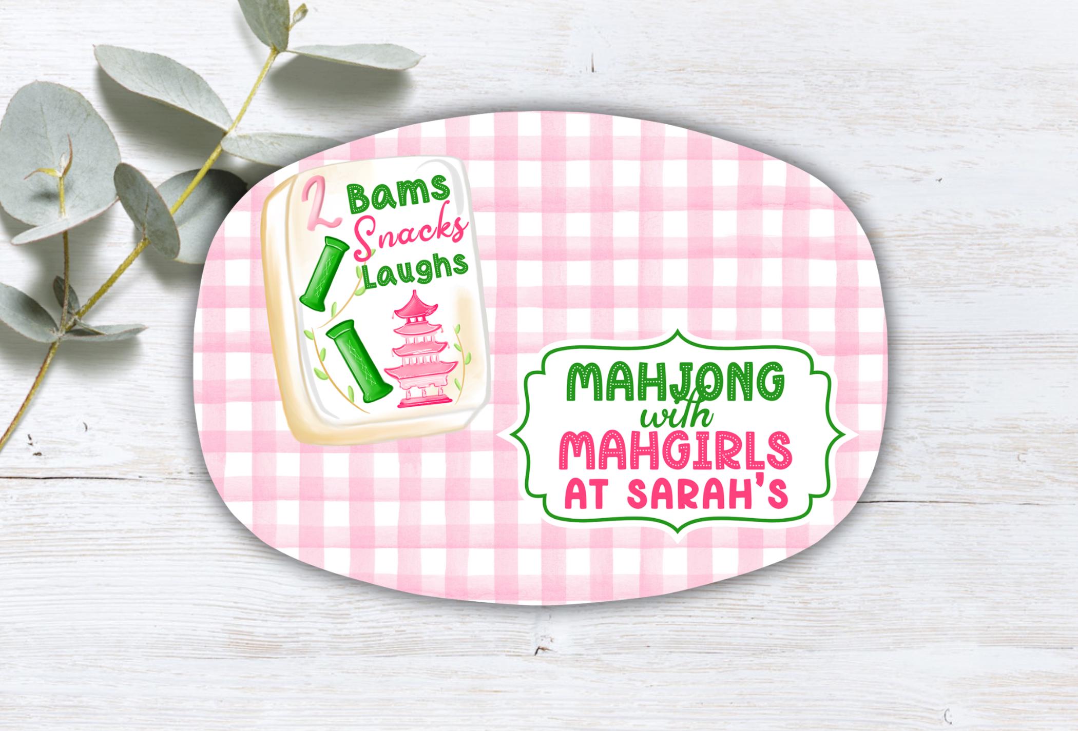Mahjong Game Night, Personalized Platter, Mahjong Tiles, Mahjong Social Club, Mahj girls Party Decor, Mahjong Dessert Plate