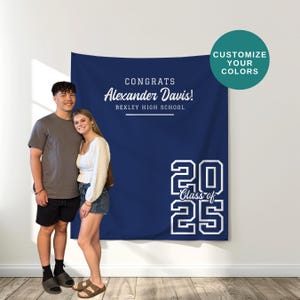 Custom Backdrop, Graduation Banner, Grad Party Decor, Personalized Graduation Backdrop, High School Graduation Sign - Custom Colors