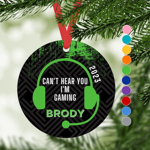 Video Game Ornament, Personalized Christmas Ornaments, Teen Boy Gift, Gaming Gifts for Him, Gamer Stocking Stuffers - Custom Colors
