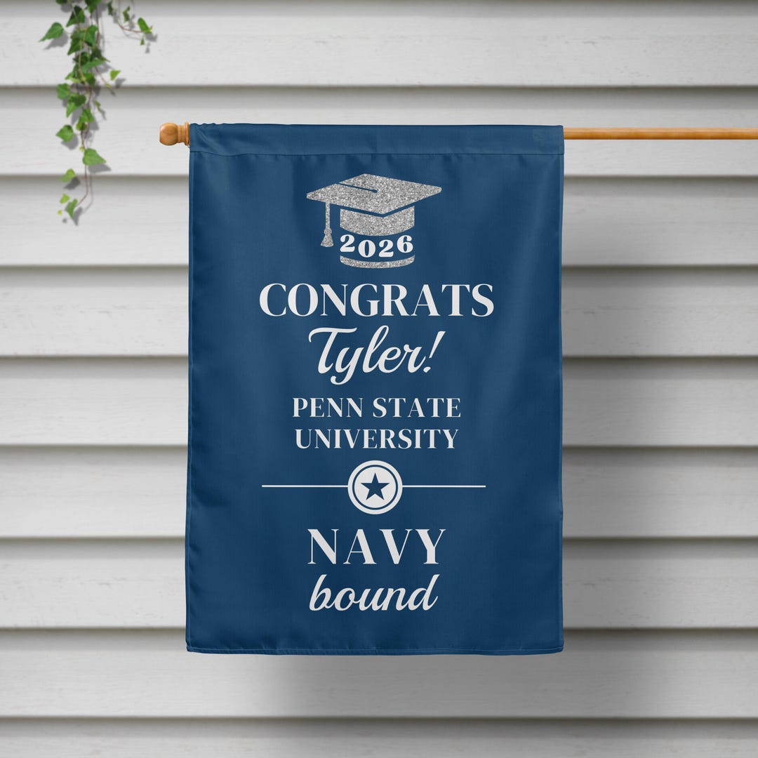 Navy Grad Sign Navy Bound, Graduation Yard Sign, Personalized Garden Flag, Military ...