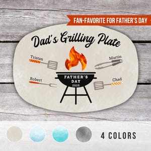 Fathers Day Gifts from Kids, Personalized Grilling Plate, Grill Gifts, BBQ Custom Platter, Dads Grilling Plate