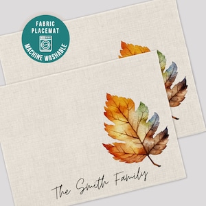 Fall Placemats, Personalized Leaf Placemat, Fall Table Decor, Handmade Placemats, Thanksgiving Decor, Farmhouse Rustic