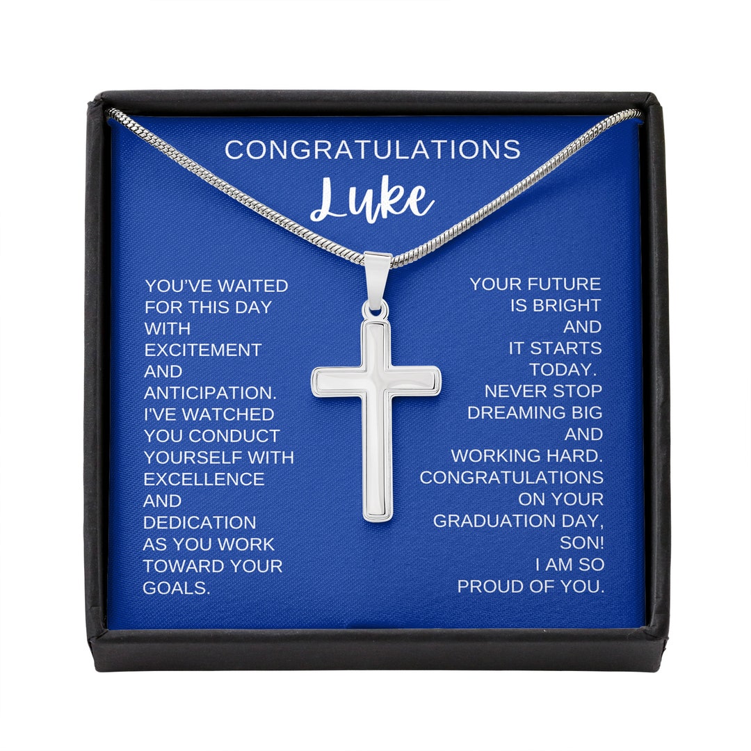 High School Graduation Gifts for Him Engraved Cross Necklace Etsy